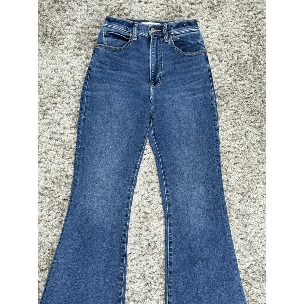 Abercrombie & Fitch The Flare Jeans Women’s Size 0/25 Blue Denim Boho High Rise